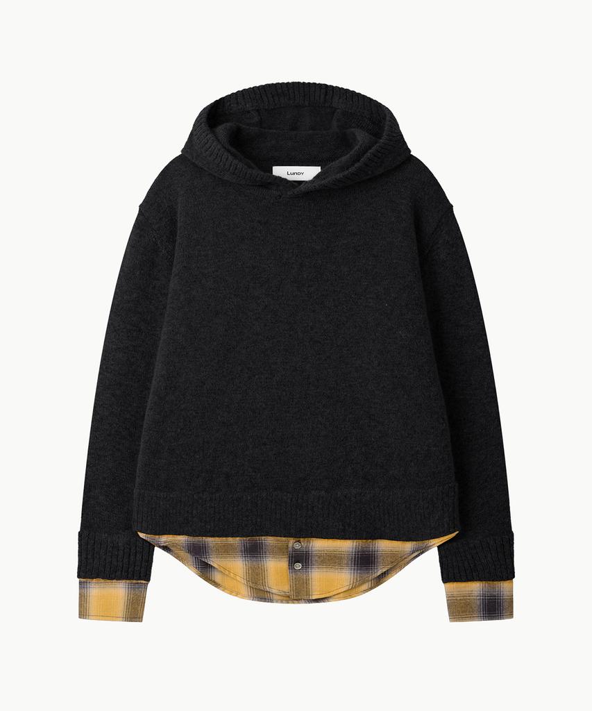 Leondi Blended Layer Hoodie Knit - Black