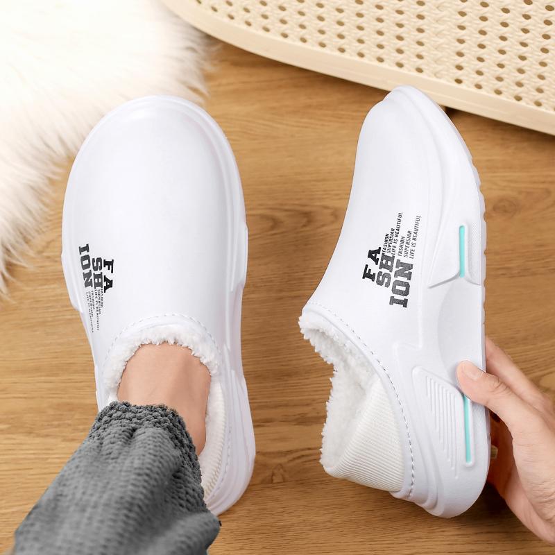 New Winter Men's Warm Slippers Cotton Slippers Outdoor Indoor Warm Shoes Waterproof Men Women Home Bedroom Plush Warm Slippers