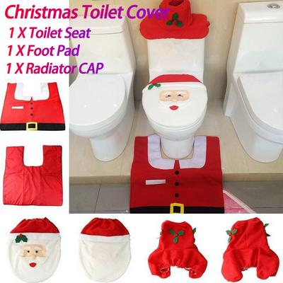Christmas Santa Toilet Seat Cover Creative 3D Xmas Santa Claus Bathroom Toilet Cover for Festival Holiday Decor