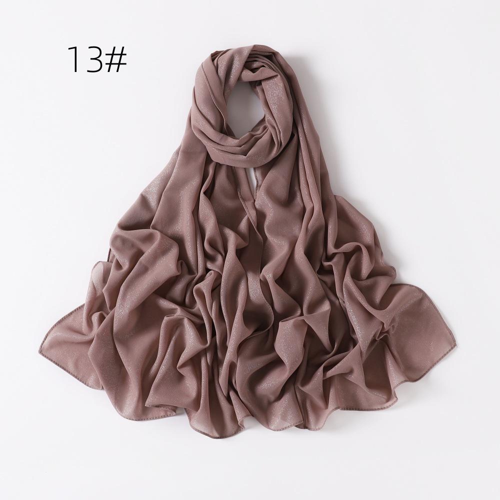 New Style Women's Silver Pearl Chiffon Long Scarf