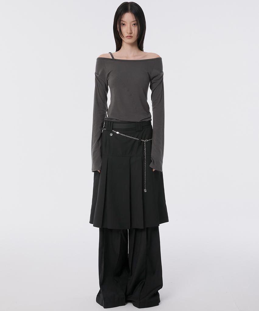 Peulleeoeob Pleats Midi Skirt (Fl-243_Black)