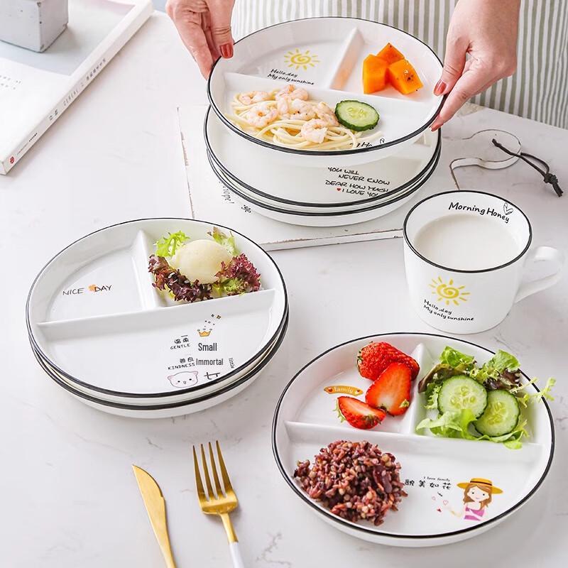 Three-Compartment Ceramic Portion Control Plate