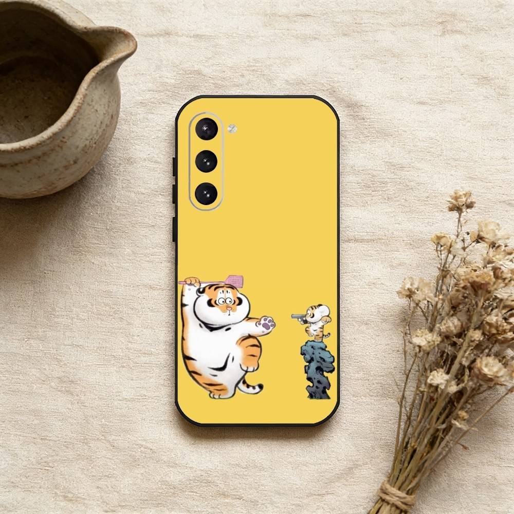 Cute Little Fat Tiger Phone Case For Samsung Galaxy A73,A72,A71,A70,A52,A51 Others Soft Black Cover