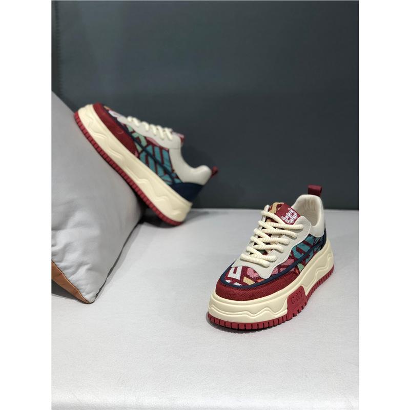 Spring color matching platform casual shoes lace-up sports shoes trendy shoes casual trend