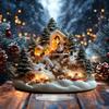 2D Fable Xmas Winter Wonderland Cabin Reindeer Acrylic Tabletop Ornament High Artistic Versatile Household Workplace Decor