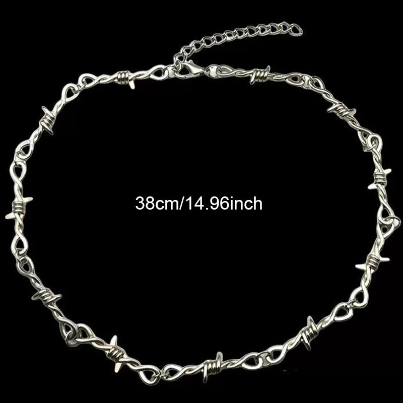 Punk Thorns Chain Necklace for Men Streetwear Barbed Wire Brambles Boys Hip Hop Harajuku Party Halloween Jewelry