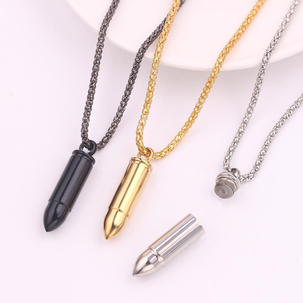 European and American Men's Domineering Pendant Bullet Head Can Open Necklace Jewelry Sweater Chain