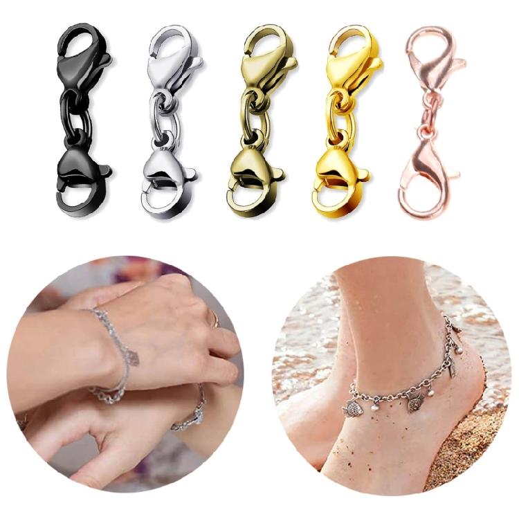 8Pcs Lobster Clasp Necklace Extension Clasp Chain Extender Double Claw Connector