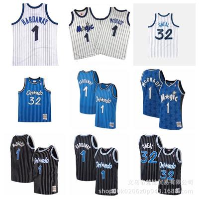 Maillot de Basketball Rétro Orlando Magic Hardaway 32 O'Neal McGrady Unisexe Manches Courtes Coton Col en V Automne