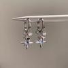 Blue Zircon Star Ear Cuff: Elegant & Versatile Light Luxury Earrings for a Fashionable Commute.