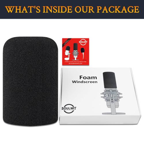 SOULWIT Microphone Foam Protective Cover/Pop Filter for HyperX QuadCast/QuadCast S/QuadCast 2S, Replacement Foam Cover/Windscreen for Mic - Black