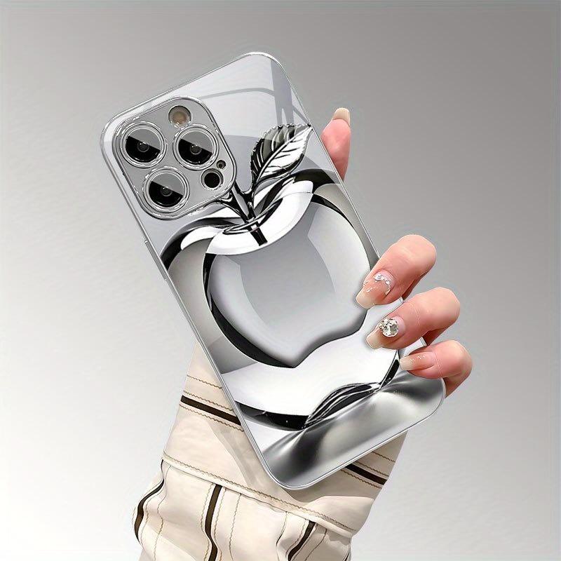 Transparent Crystal For Apple Pattern Glass Electroplated Phone Case For iPhone 17 16 15 14 13 12 Pro Max Plus 16E 17 Air Cover