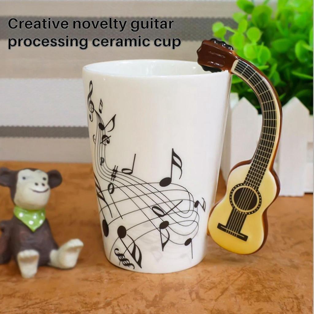 Creative Novelty Guitar Handle Ceramic Cup Free Spectrum Coffee Milk Tea Cup Personality Mug Unique