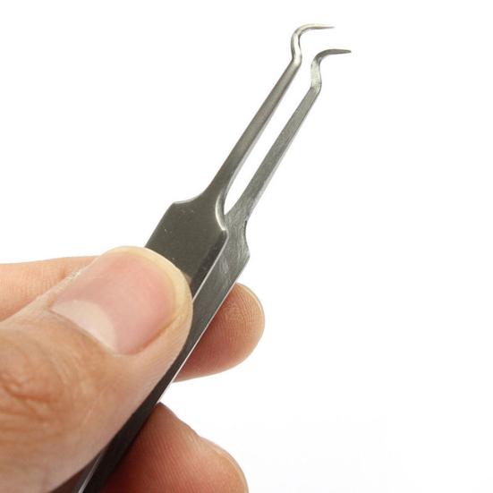 Stainless Steel Clips Tweezer Blackhead Acne Comedone Remover Needle Bend Curved
