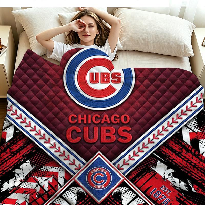 Chicago Cubs Print Flannel Blanket High Quality Warm Comfortable Cover for All Seasons Perfect for Gifts Home Decor