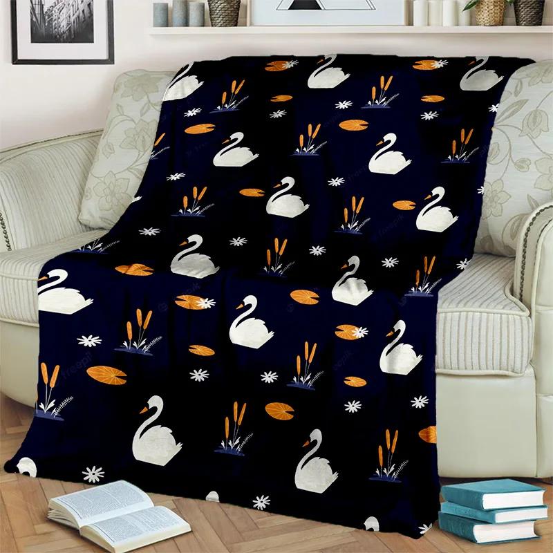3D Cute Swan Princess Cartoon Cygnus Blanket,Soft Throw Blanket for Home Bedroom Bed Sofa Picnic Travel Office Cover Blanket Kid
