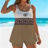 Women's Swimwear Tankini 2 Piece Swimsuit Abstract Splicing Pattern Vacation Bathing Suits