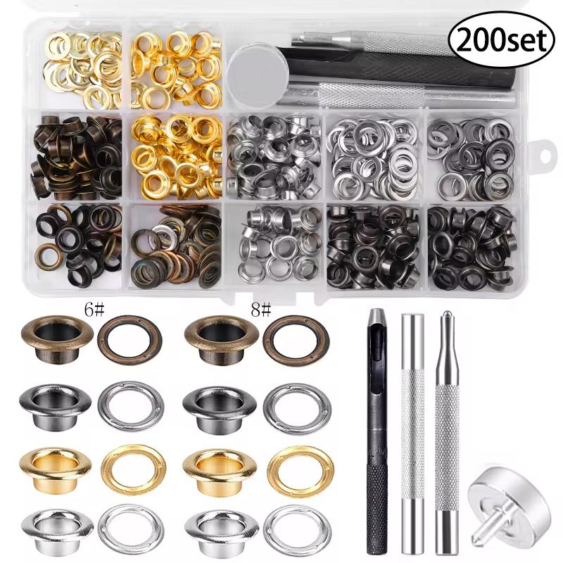 

Fenrry 200/400 наборов профессиональных кнопок, набор инструментов, инструмент для пробивки отверстий, 4 мм, 6 мм, металлические кнопки, пресс с ящиком для хранения