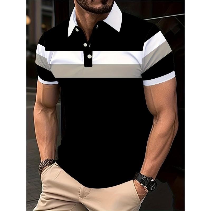 Mens Relaxed Fit Pique Polo Shirt With Button Breathable Casual Short Sleeve Top Office Daily Wear
