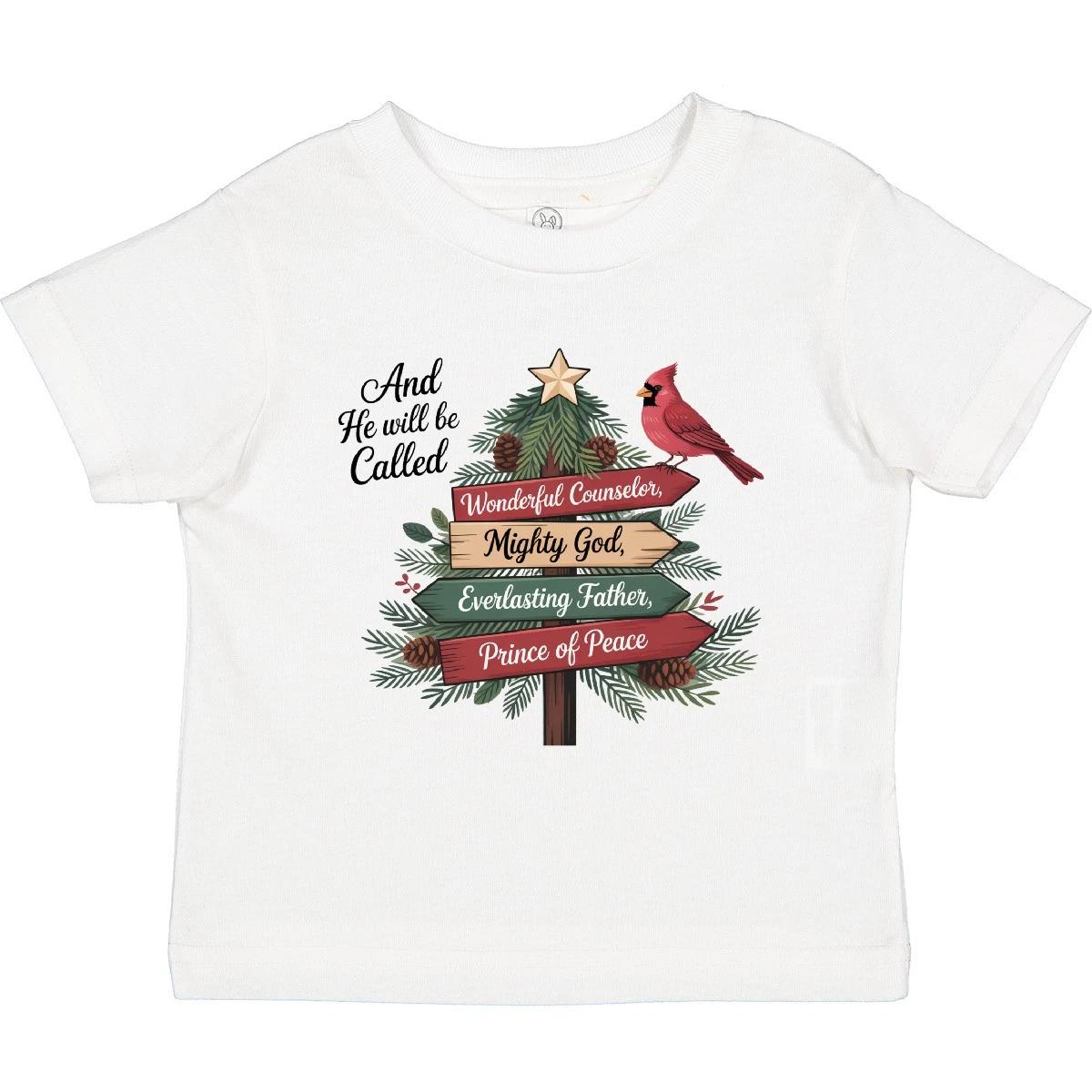 Inktastic Christian Christmas Tree With Red Cardinal Toddler T-Shirt God Mighty 100