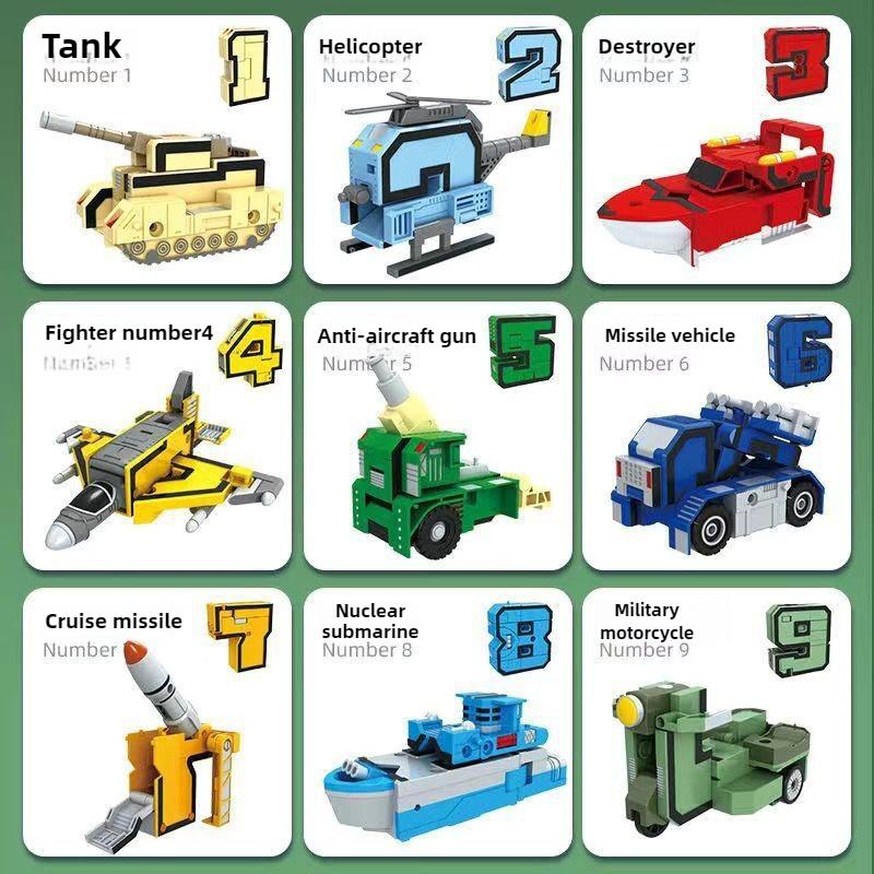 Non-Toxic Assemble Robots Transformation Action Figure Car Model Deformation Number Letters Alphabet Math Educational Children Toys