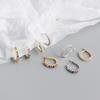 Minimalist Earrings Mini Hoop Gold Plated Huggie Sterling Silver rainbow Colorful Zirconia Earrings for Women Clip Hoop Earrings