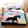 Regenbogen Pferd Einzelhorn Bettwäsche Set Einzel Twin Full Queen King Size Bett Set Aldult Kid Schlafzimmer Duvetcover Sets Bettlaken Set
