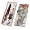 Feather Pen Set Vintage Creativity Ink Carving Writing Suit for Lover Teacher Classmate GiftBurgundy