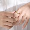 Women's Gold V-Shape Cubic Zirconia Stainless Steel Ring R-665