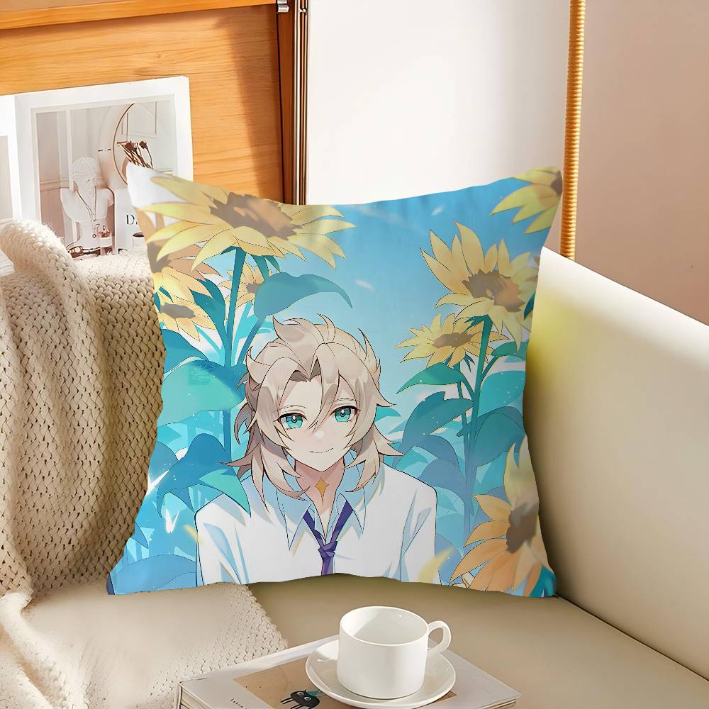 Genshin Albedo Pillow Cushion Cover Pillowcase Living Room Sofa Home Decor Customized