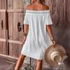 Women's Casual One-shoulder Lace Lace Patchwork Dress