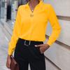 Women's Slim Fit Solid Color Long Sleeve Blouse Elegant Commuter Shirt Office Wear Top
