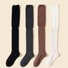 Women Thin Washable Solid Casual Long Stacked Vintage Knee-High Socks Fashion High Elasticity Outdoor Polyester Stockings 1 Pair