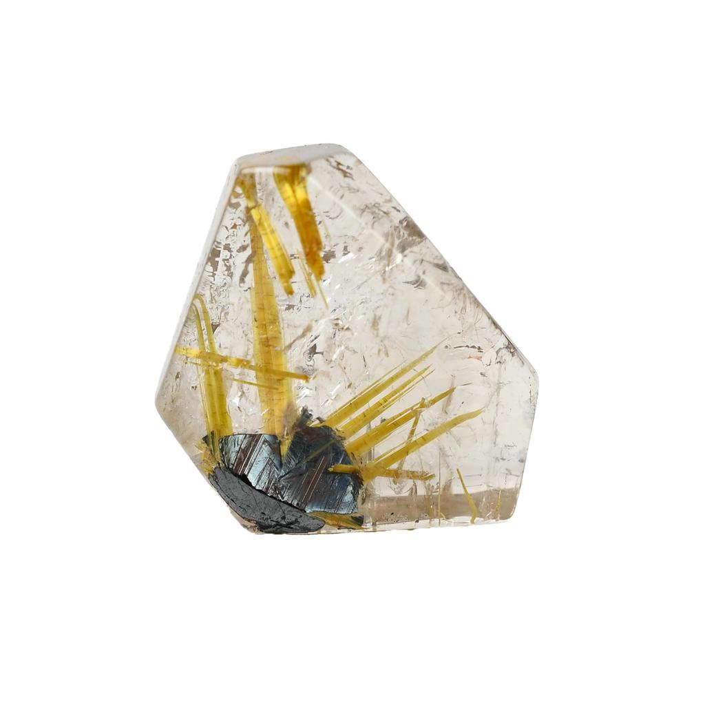 Eigado Rutilated Quartz Sun Rutilated Power Stone for Good Career and Amulet Tumble, 13.3g, Quartz, Fortune, Luck,