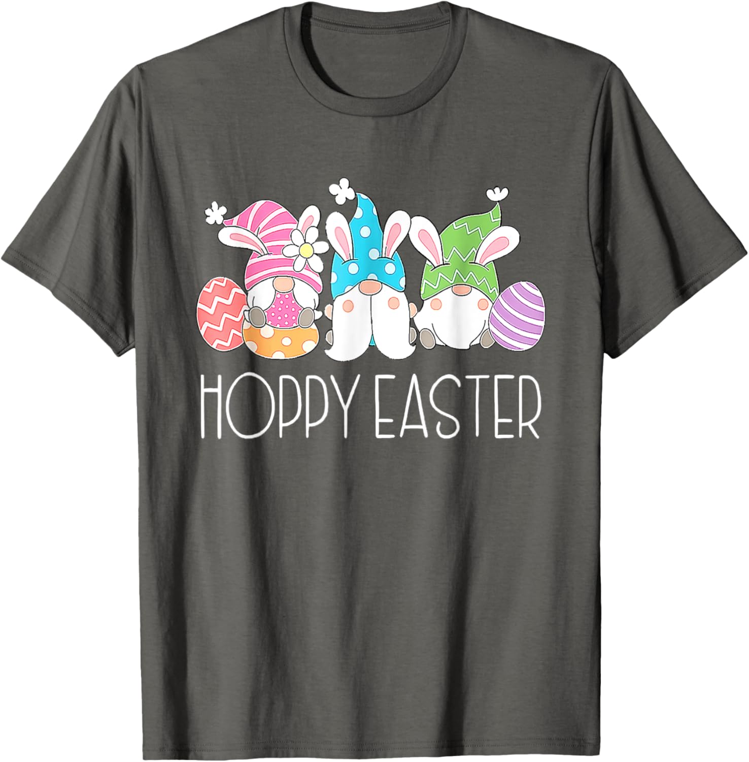Hoppy Easter Gnomes Funny Bunny Egg Print Casual Cotton T-Shirt for Men Daily Wear 4XL