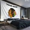 Custom Name,Chicago Blackhawks Wall tapestry, aesthetic printed fabric blanket, suitable for bedroom, living room, and home decor.