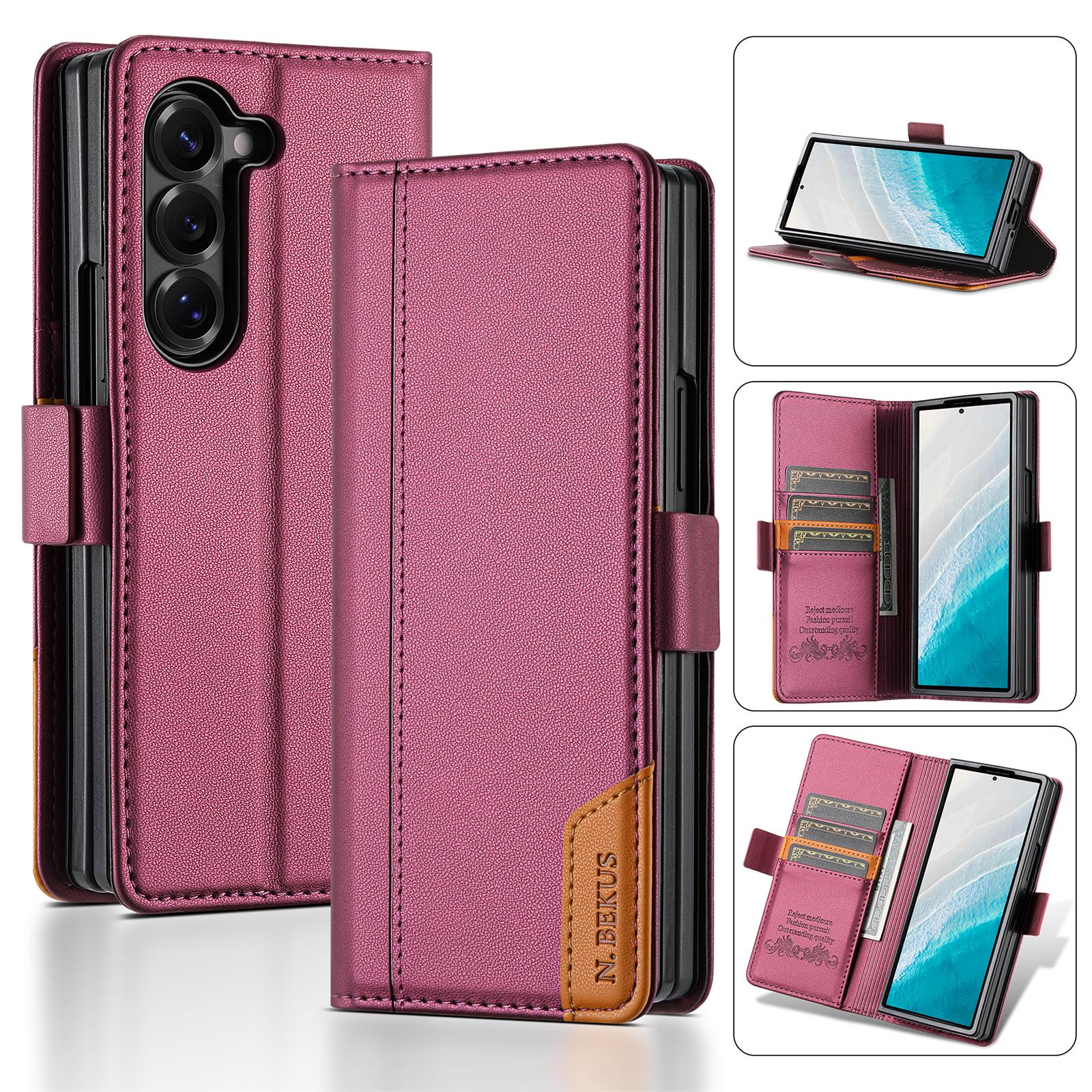 

Luxury Leather Wallet Cover for Samsung Galaxy Z Fold 7 6 5 4 3 5G 2025 Flip Case Magnetic Book Business ZFold6 Fold7 RFID Case Galaxy Z Fold3 5G червоний
