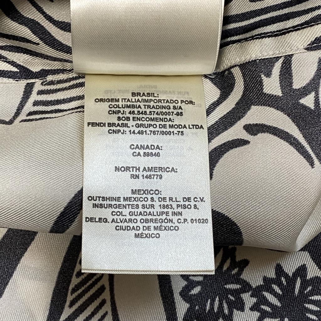 Używana koszula FENDI z krótkim rękawem biało-czarna jedwabna męska