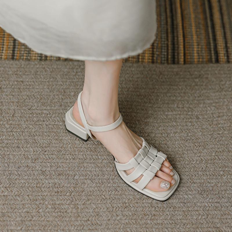 

Designer Summer Gladiator Women Sandals Fashion Elegant Weave Open Toe Shoes Ladies Comfort Low Heel Beach Sandalias