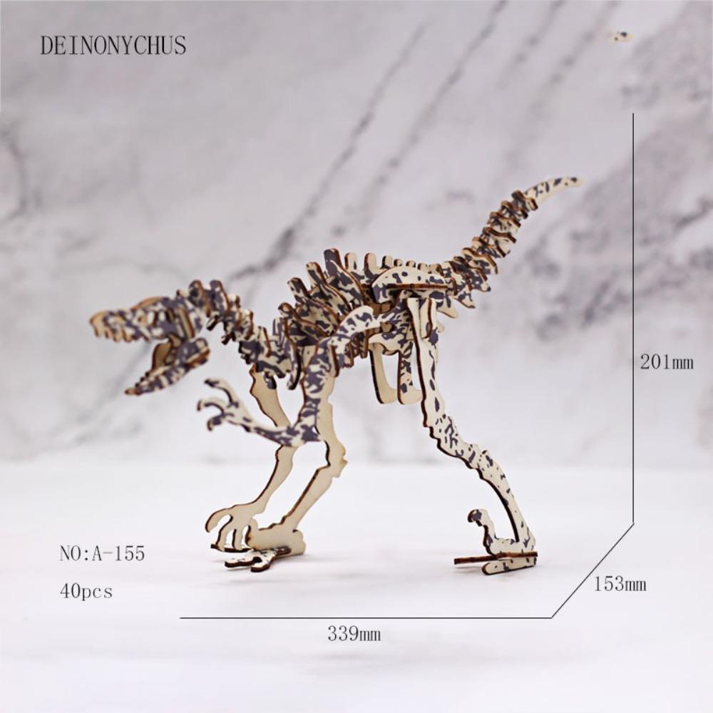 

3D Wooden Animal Puzzle Kids Dinosaur Insert Model DIY Handmade Intellectual Assembling Toy For Boys Girls WL-004