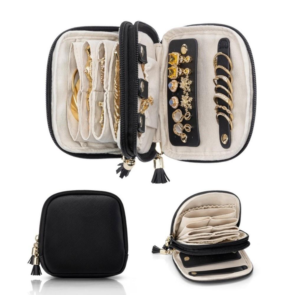 Foldable Jewelry Organizer with Zipper Tangle-free Jewelry Storage Case Large Capacity Portable Storage Bag for Rings//Earrings