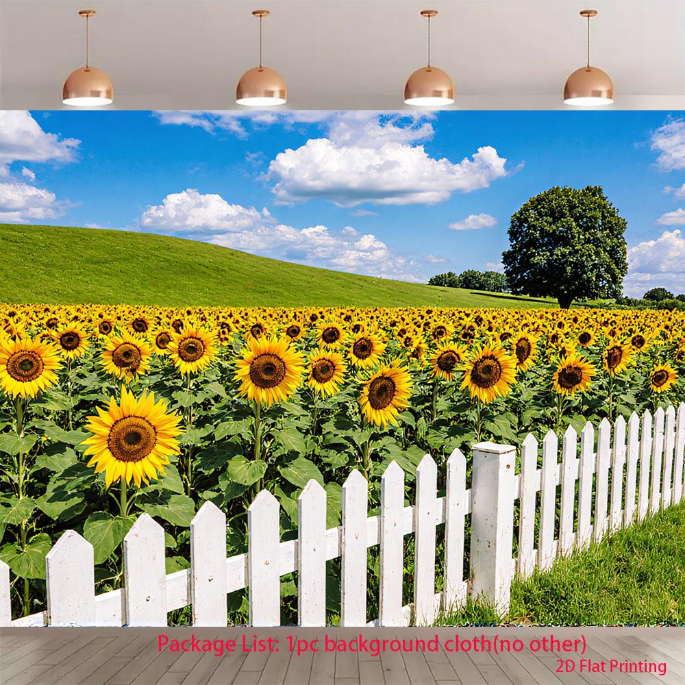 2D plane golden sunflowers in the sunlight suitable for rooms homes gardens and outdoor celebrations polyester fiber (as the picture,100x150cm)