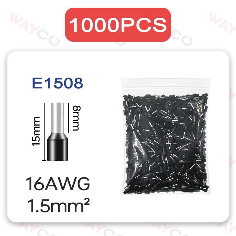 1000PCS Tubular Crimp Terminals Electrical Wire Cable Ferrules Connectors E0508 E7508 E1008 E1508 E2508 E4009 E6012 Ring Sleeve