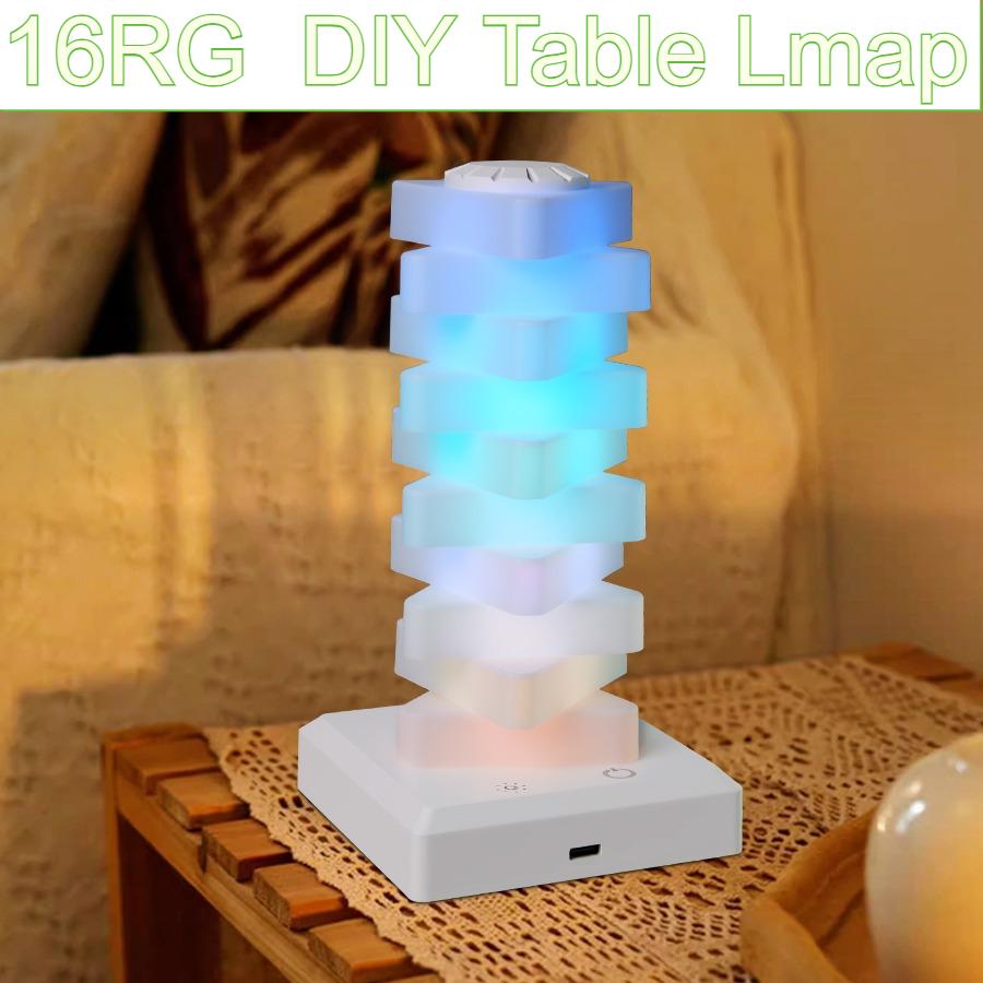 DIY Color Changing Desk Lamp RGB 16 Color LED Lamp Bedroom Bedside Table Decoration Lamp Touch Switch Multi-step Light