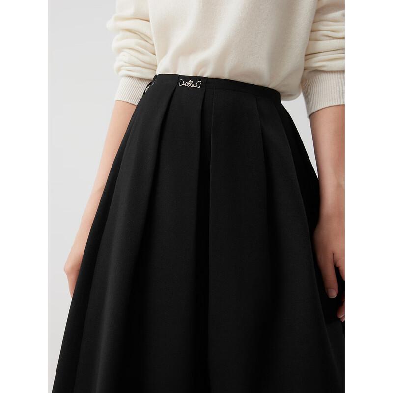 ELLE Black Brushed A-line Drape Skirt