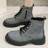 Fashion British Style Plus Size 35-43 Platform Boots Women Spring Autumn Zipper Up High Top Ankle Boots for Woman Solid Color Botas Lady