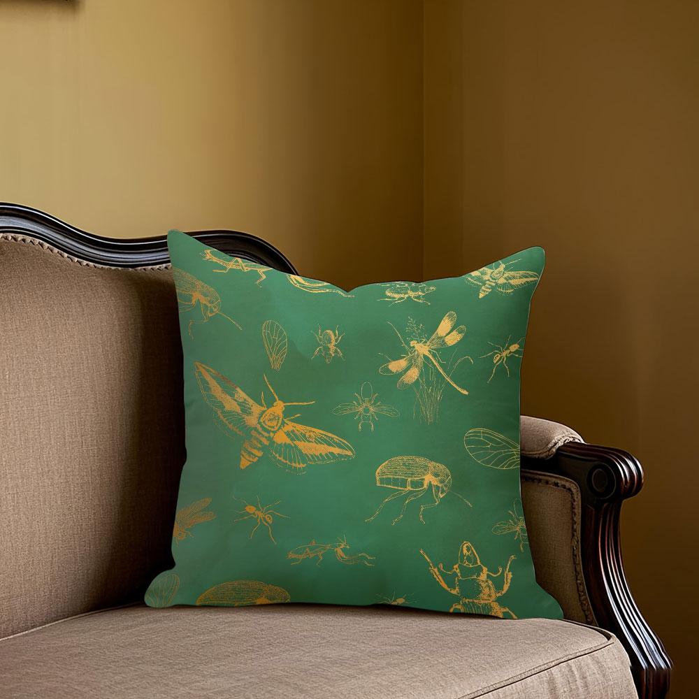 Insects Square Jacquard Pillow Cover for Sofa Office Waist Cushion Cover Home Decorative Pillowcase