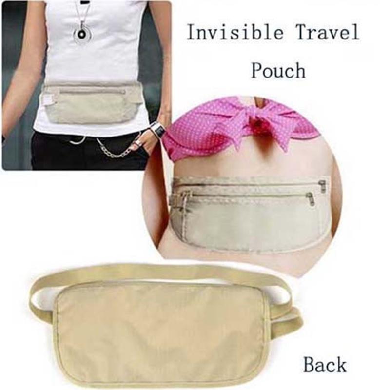 Hidden Money Security Passport Card Ticket Waist Belt Bag Pocket Travel Wallet