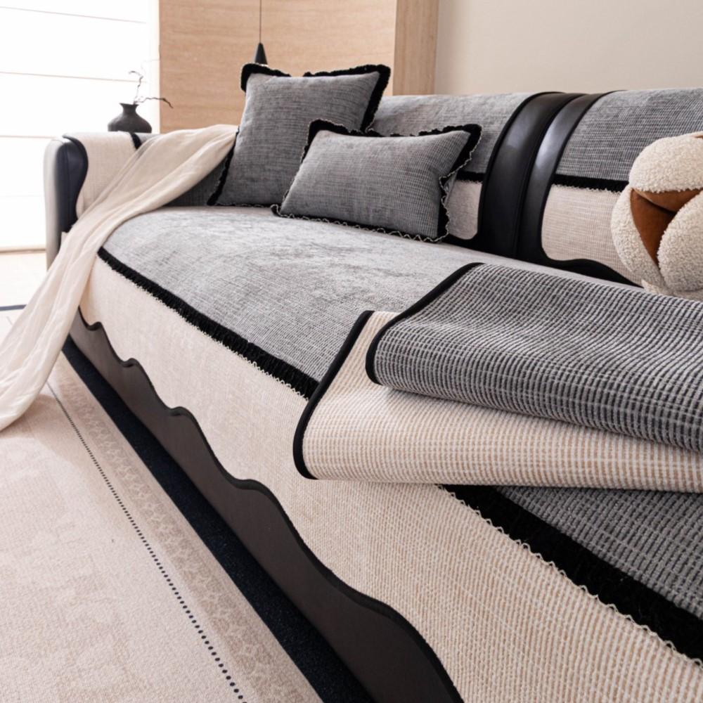 Four Seasons Universal Pad For Irregular Patchwork Sofa New Mid-Century Style Chenille Premium Non-Slip Sofa Cushion Cover