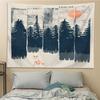 Illustration Forest Sunset Landscape Pattern Hanging Cloth Home Wall Decoration Tapestry Bedroom Living Room Tapestry